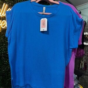 Zenana Gauze Deep Sky Top